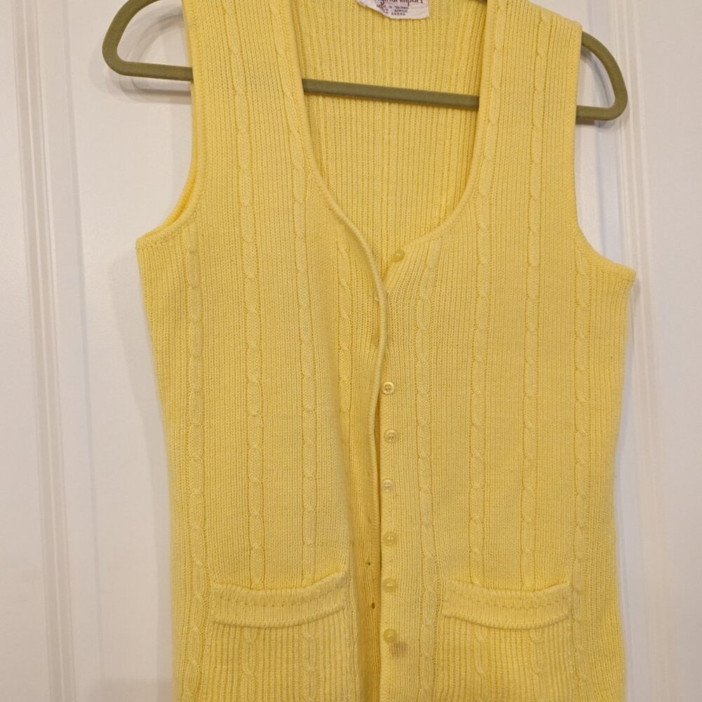 Vintage Yellow Cable Knit Sweater Vest